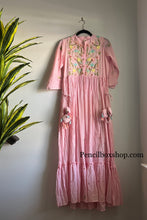 Load image into Gallery viewer, Pink Multicolor Thread Embroidery Long Dress Women Clothing

