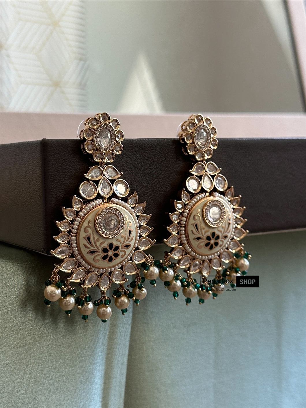 Tayani statement Meenakari Chandbali 22k Gold plated Earrings