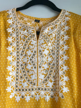 Load image into Gallery viewer, 2 pc Soft muslin Yellow White embroidery Suit with pant women Clothing