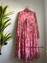 Load image into Gallery viewer, 3 pc Soft Cotton Alia cut Pink floral flare Dress women Clothing