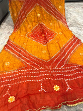 Load image into Gallery viewer, Georgette Gota Border double shade Bandhani dupatta
