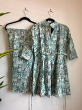 Load image into Gallery viewer, Green beige Flower Coord set with belt Women Clothing