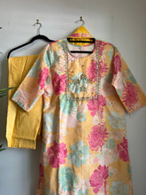 Load image into Gallery viewer, 3 pc Yellow Pink Floral Suit women clothing