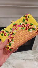 Load and play video in Gallery viewer, Yellow Embroidery Ethnic clutch for women with chain
