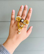 Load image into Gallery viewer, Contemporary natural stone Golden Brown Tassel Brass Made Ring
