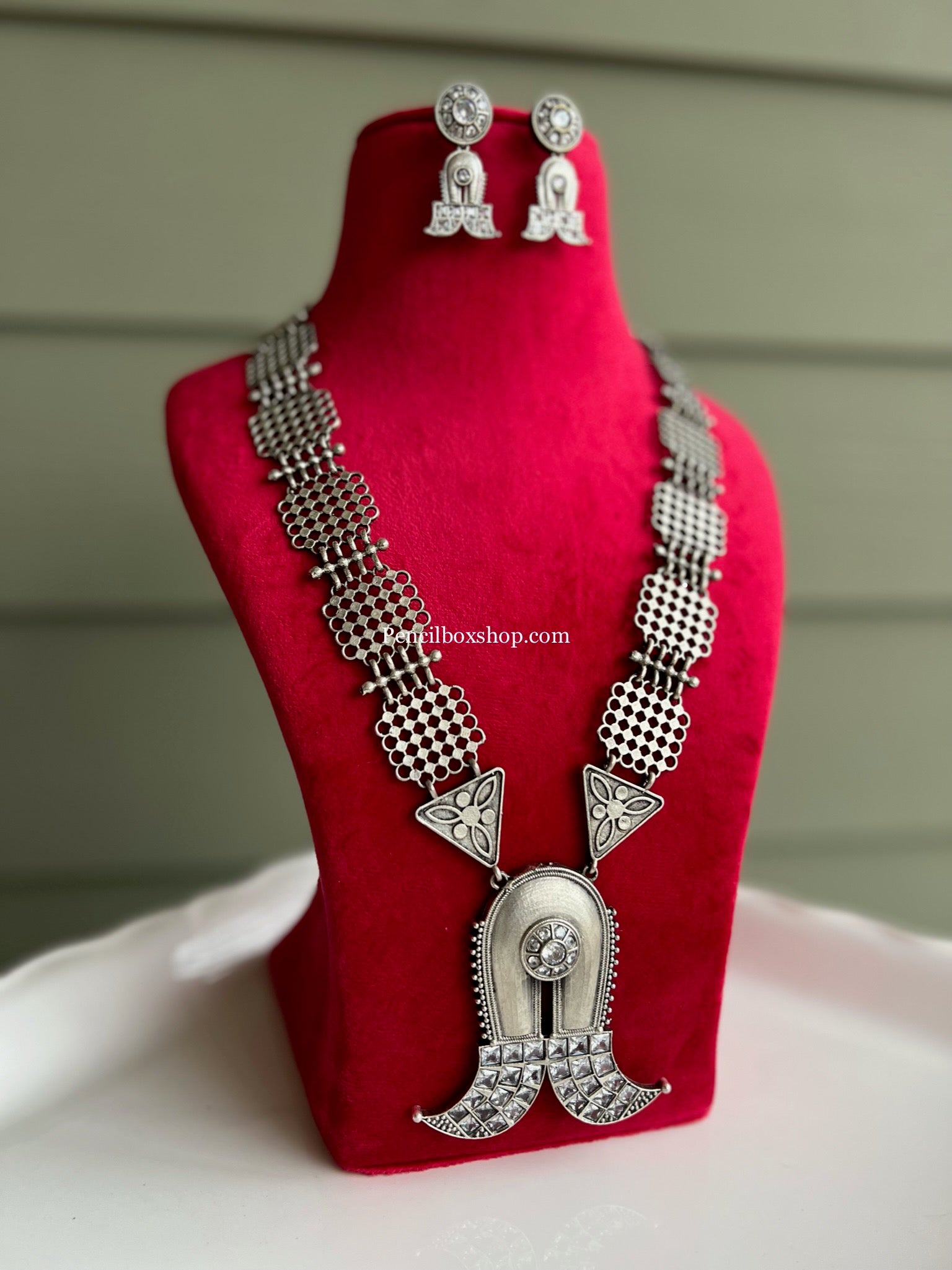 Purple - Handmade German Silver Necklace Set 03