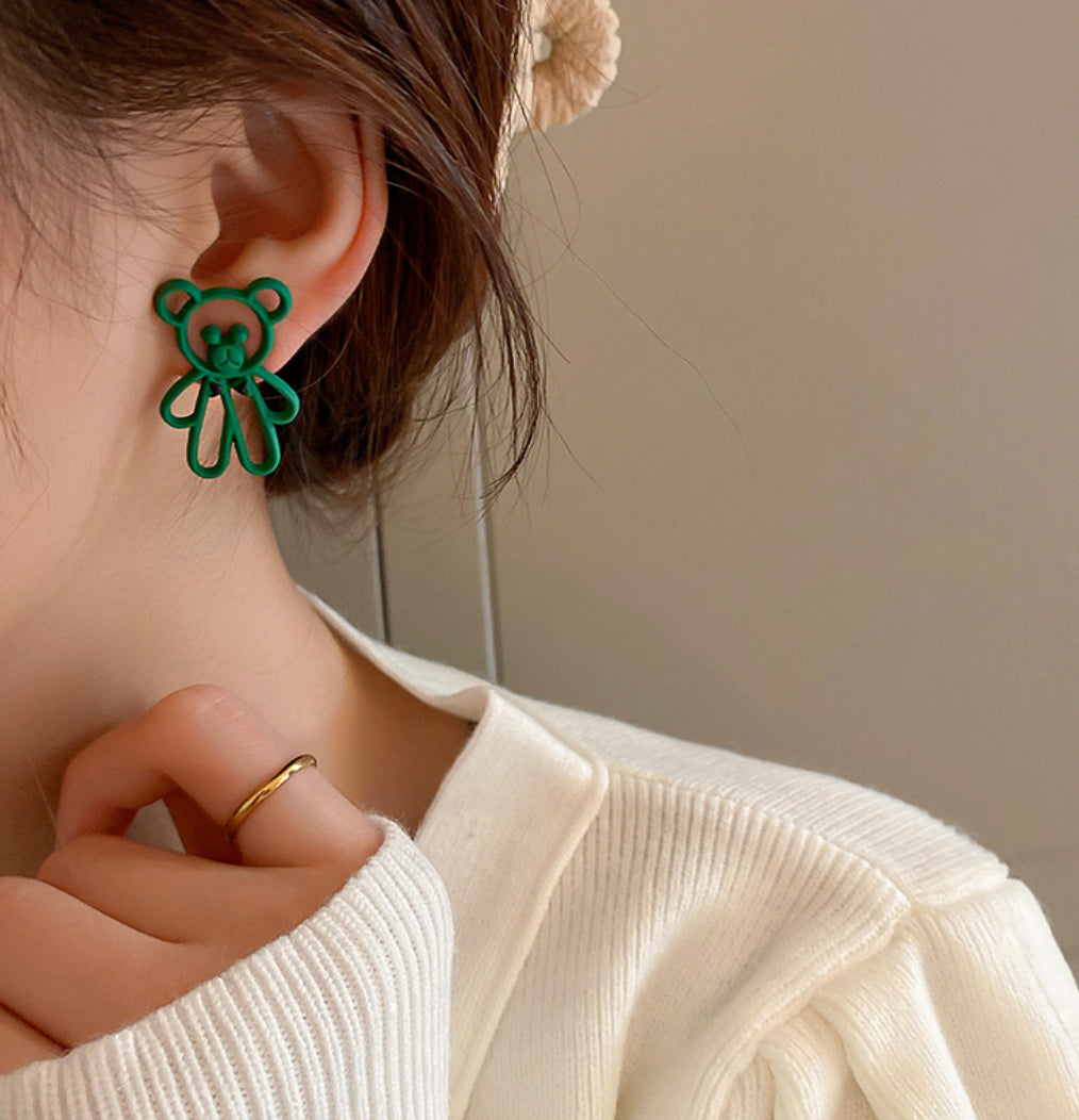 Teddy Bear Velvet Cute Stud Earrings for women IDW – PencilboxShopUSA