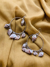 Load image into Gallery viewer, Hoop Oxidised Earrings with hanging shells
