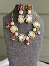 Load image into Gallery viewer, Contemporary Designer Pearl Ruby White Natural Stone Necklace set
