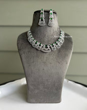 Load image into Gallery viewer, American Diamond Single line cz  Silver Necklace set