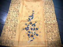 Load image into Gallery viewer, 3 pieces Mustard Golden Grey Embroidery Half n half print Chanderi Straight suit 40 size