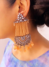 Load image into Gallery viewer, Statement Hydro Crystal Beads Kundan Dangling Earrings
