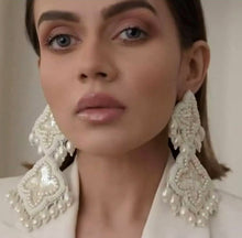 Load image into Gallery viewer, Handmade Fabric Beaded Earrings for women