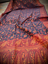Load image into Gallery viewer, Silk Handloom weaving work Zari border red blue Saree
