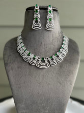 Load image into Gallery viewer, American Diamond Single line cz  Silver Necklace set