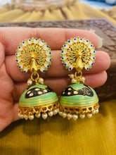 Load image into Gallery viewer, Meenakari peacock small daily wear Earrings
