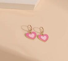 Load image into Gallery viewer, Small Heart Golden Pink Hoops earrings IDW
