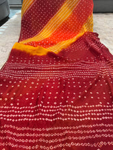 Load image into Gallery viewer, Bandhani Red Yellow Orange Georgette Saree
