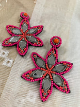 Load image into Gallery viewer, Handmade Flower Fabric mirror Earrings
