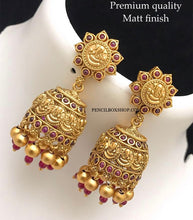 Load image into Gallery viewer, Ganesha Kemp Multicolor Stone jhumka earrings