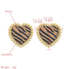 Load image into Gallery viewer, Heart Shape Strip Animal print Stud Earrings IDW
