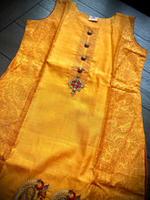 Load image into Gallery viewer, 3 pieces Orange Red Embroidery Half n half print Pure cotton Straight suit indian dress 40 size