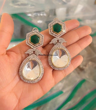 Load image into Gallery viewer, Uncut Stone Statement Designer Earrings
