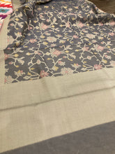 Load image into Gallery viewer, Handloom weaving Silk Grey with beautiful pattern zari Saree
