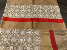 Load image into Gallery viewer, Handloom chikankari work Zari border red golden Saree