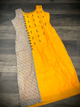 Load image into Gallery viewer, 3 pieces Orange Embroidery Half n half print Pure cotton Straight suit indian dress 42 size