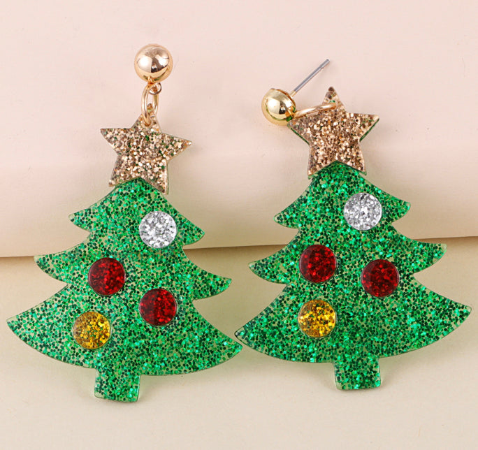 Christmas tree acrylic Earrings IDW