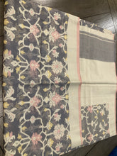Load image into Gallery viewer, Handloom weaving Silk Grey with beautiful pattern zari Saree