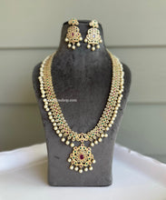 Load image into Gallery viewer, Multicolor Real Pearl cz Haram Necklace set
