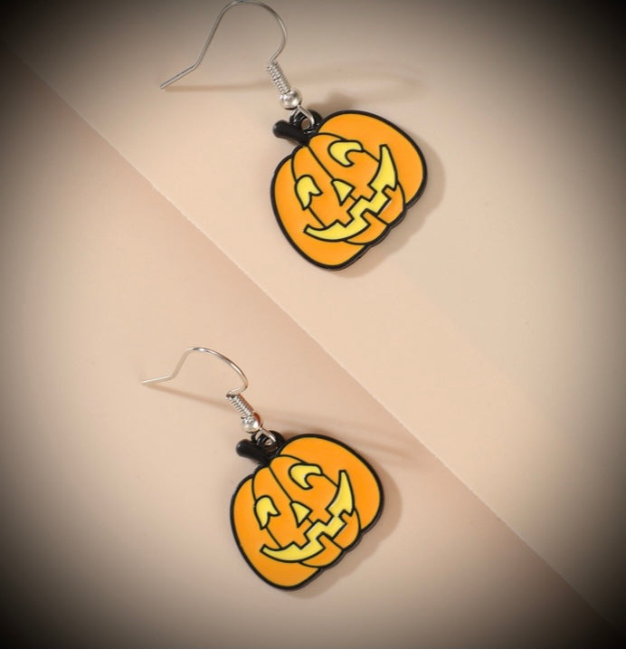 Halloween Pumpkin Orange Drop earrings IDW