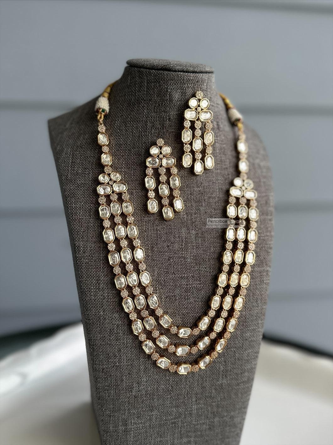 Layered 22k gold plated Three layer Tayani Premium Necklace set