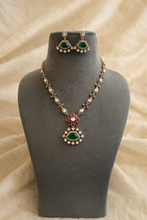 Load image into Gallery viewer, Ruby Green Moissanite Gold Plated Necklace set
