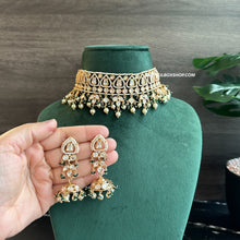 Load image into Gallery viewer, Tayani 22k gold Plated pearl Choker necklace set
