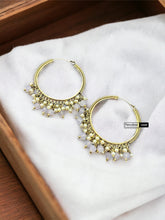 Load image into Gallery viewer, Kundan Beads Hanging Beads Hoop earrings
