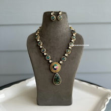 Load image into Gallery viewer, green Multicolor Moissanite Premium Pachi  antique Necklace set

