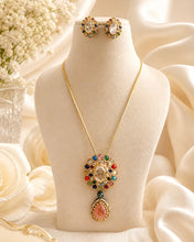 Load image into Gallery viewer, Sabya Inspired Celebrity Multicolored Gemstones Pendant Necklace set
