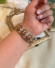 Load image into Gallery viewer, Ruby Green Tayani 22k Gold Plated Epoxy Cz Openable Kada
