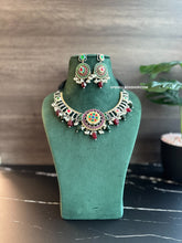 Load image into Gallery viewer, German silver Round Pachi Fusion Multicolor Necklace set
