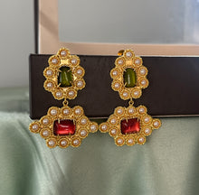 Load image into Gallery viewer, Golden Pearl Stone Contemporary Earrings
