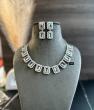 Load image into Gallery viewer, Designer Silver Finish American Diamond Necklace set
