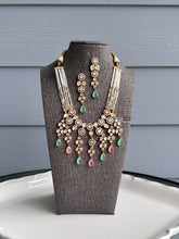 Load image into Gallery viewer, Rish 22k Gold plated Pink mint  Tayani drop Premium Necklace set
