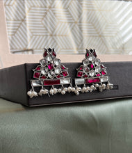 Load image into Gallery viewer, Pachi kundan German silver earrings
