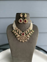 Load image into Gallery viewer, Isabella Ruby Green 22k gold plated tayani Necklace set
