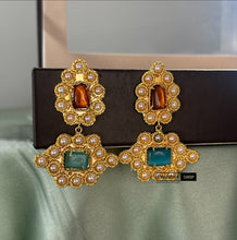 Load image into Gallery viewer, Golden Pearl Stone Contemporary Earrings
