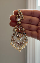 Load image into Gallery viewer, Gold plated White Tayani Premium long Peacock Showstopper Dangling Earrings
