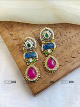 Load image into Gallery viewer, Multicolor Medium 92.5 pachi kundan earrings
